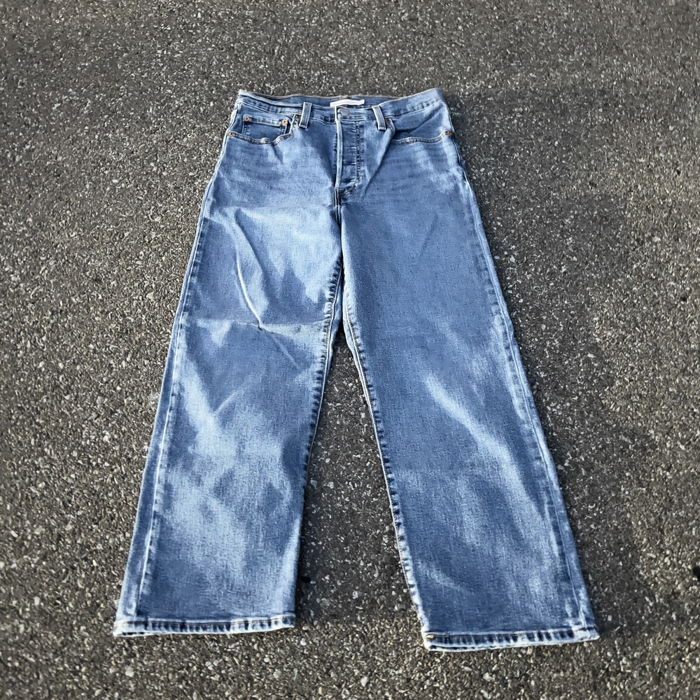 Levis Ribcage Straight Ankle Jeans Womens 30 Blue Medium Wash High Rise Denim